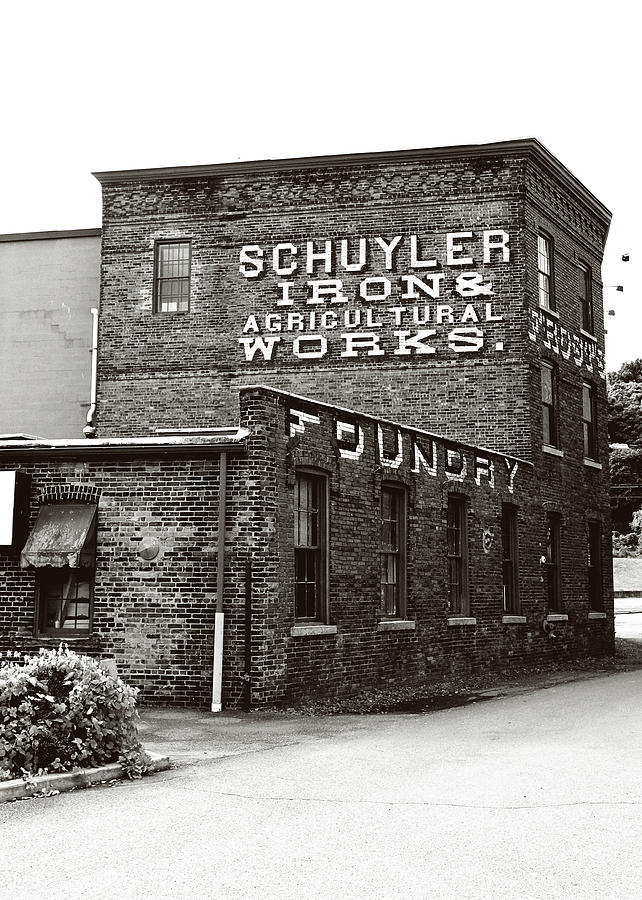 Schuyler Iron Building Black and White Photograph by Trina Ansel