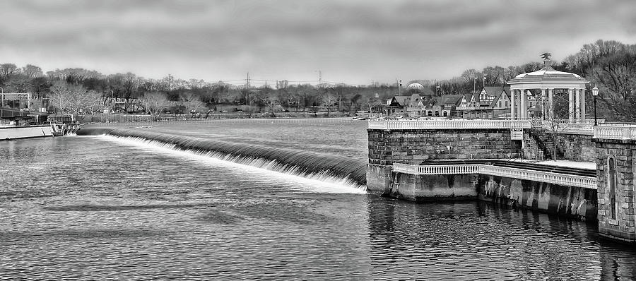 Schuylkill River - Fairmount Dam - Philadelphia Pa in Black and White Photograph by Bill Cannon