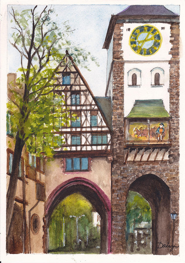 Schwabentor Freiburg im Breisgau Germany Painting by Dai Wynn
