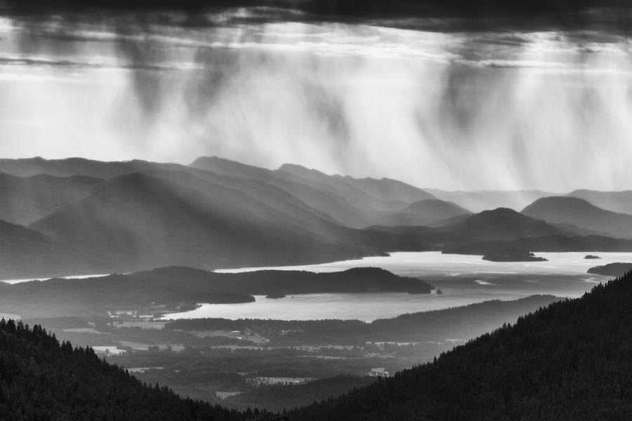 Black And White Photograph - Schweitzer Mountain Storm by Mark Kiver