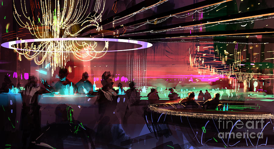 Sci-fi lounge Painting by Tithi Luadthong
