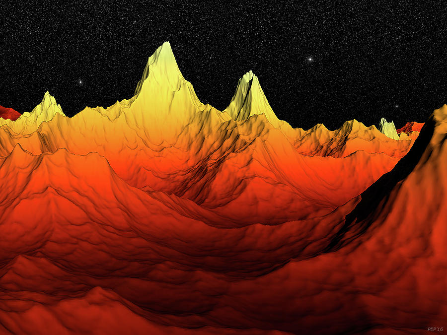 Sci Fi Mountains Landscape Digital Art by Phil Perkins