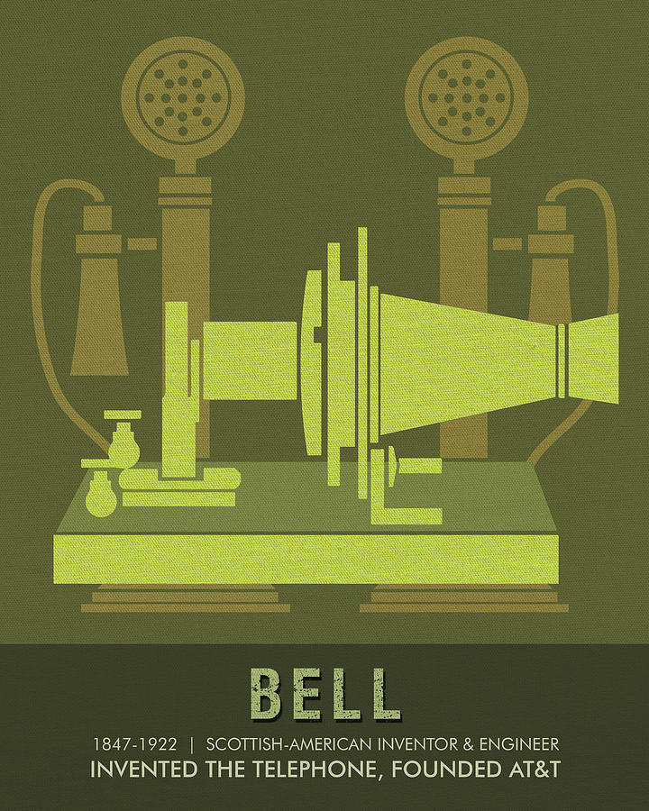 Vintage Drawing - Science Posters - Alexander Graham Bell - Inventor, Engineer by Studio Grafiikka