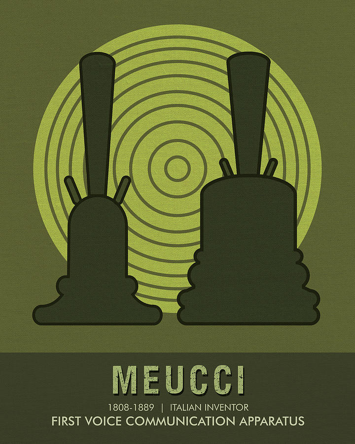 Vintage Mixed Media - Science Posters - Antonio Meucci - Inventor by Studio Grafiikka