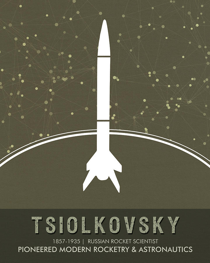 Science Posters - Konstantin Tsiolkovsky - Rocket Scientist Mixed Media by Studio Grafiikka