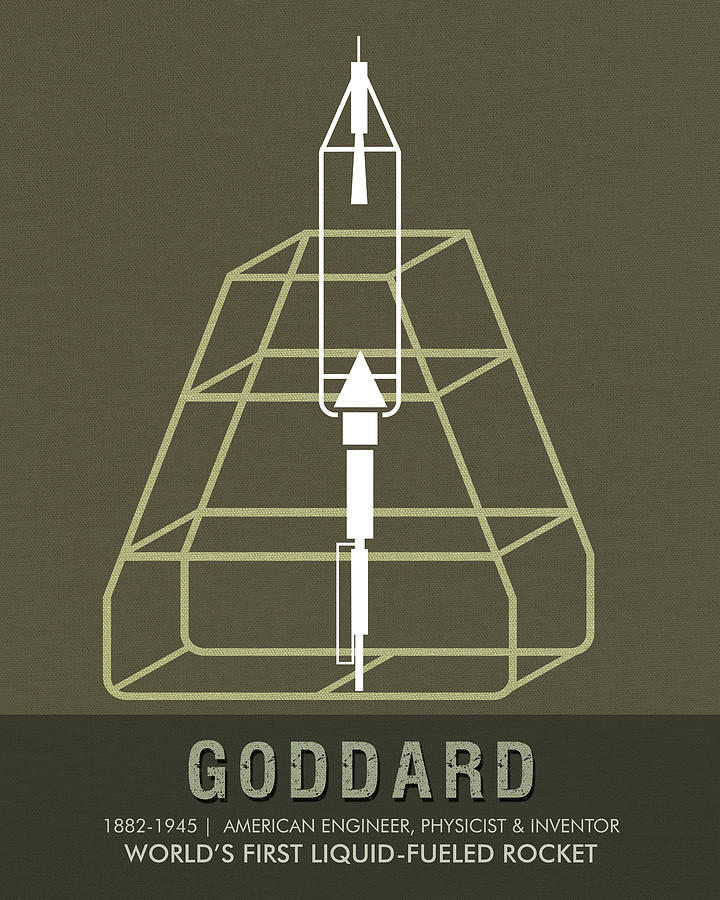 Vintage Mixed Media - Science Posters - Robert.H.Goddard - Engineer, Physicist, Inventor by Studio Grafiikka