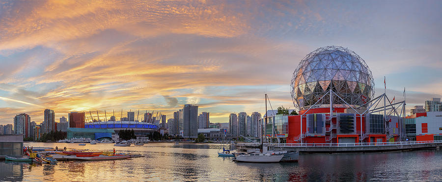 Science World and BC Place Stadium at Sunset. Vancouver, BC Photograph by Rick Deacon