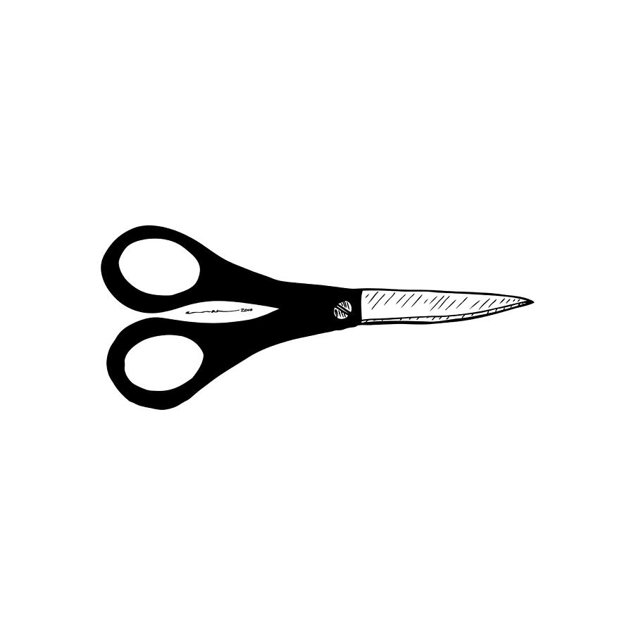 Pencil illustration of scissors. realistic black and white drawing. • wall  stickers fabric, sewing, sew | myloview.com