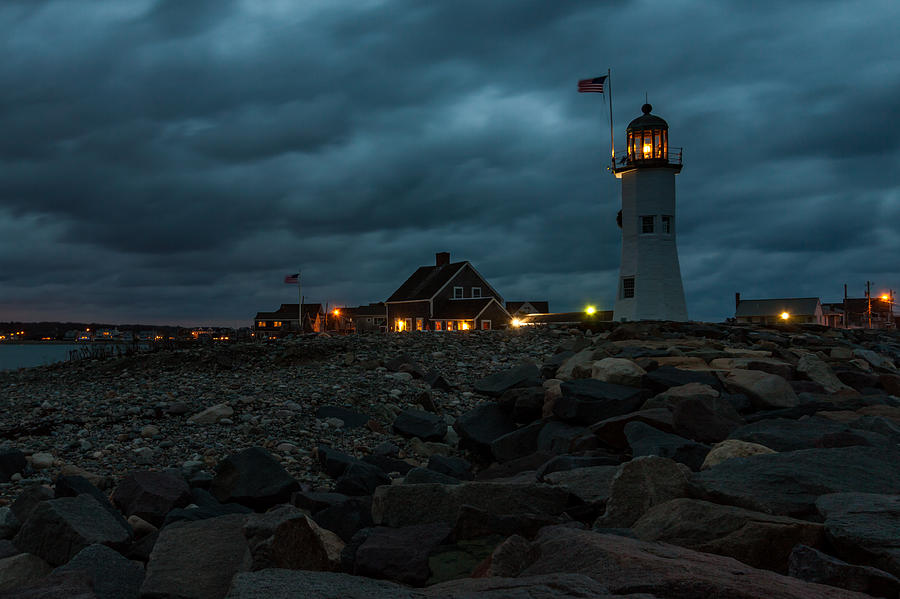Scituate Lighthouse before sunrise Photograph by Brian MacLean