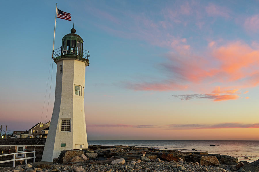 Scituate Lighthouse Scituate Massachusetts South Shore at Sunrise Photograph by Toby McGuire