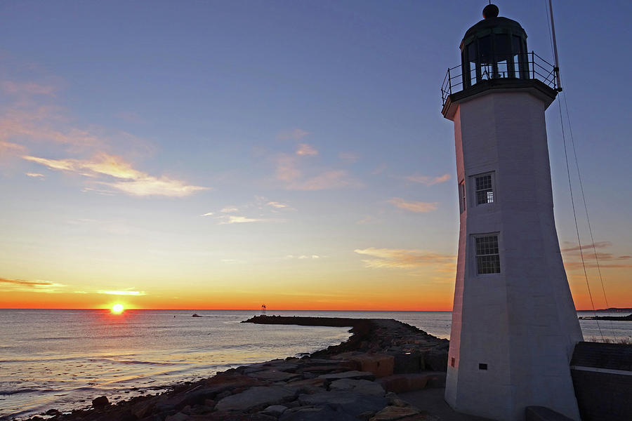 Lighthouse Photograph - Scituate Lighthouse Scituate Massachusetts South Shore Sun Rising by Toby McGuire