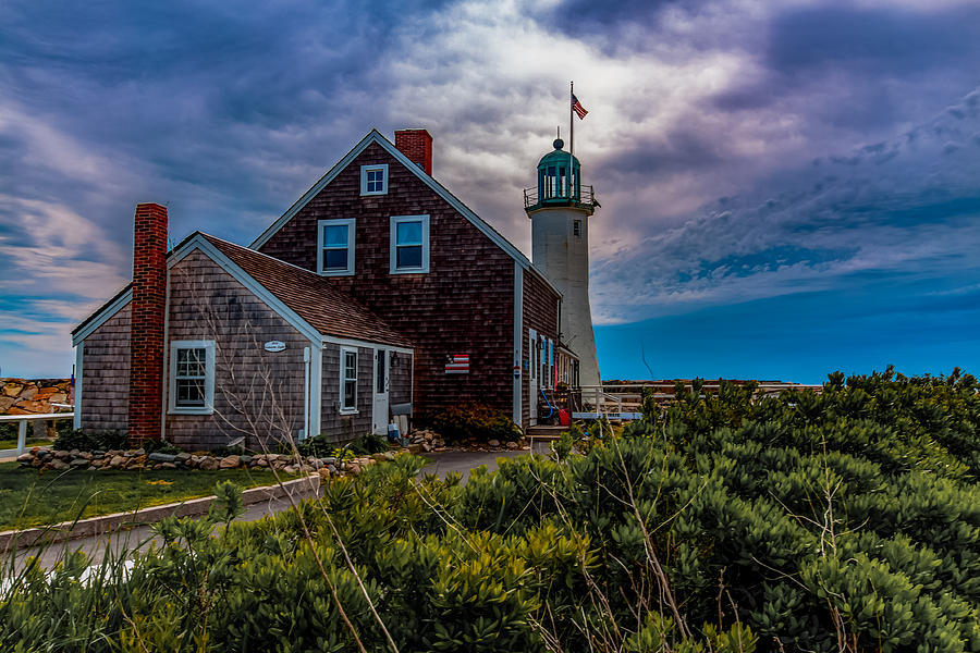 Scituate Lighthouse under Clouds Photograph by Brian MacLean