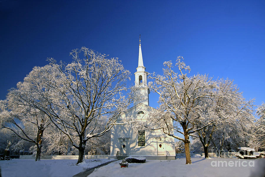 Winter Photograph - Scitute Church by Jim Beckwith