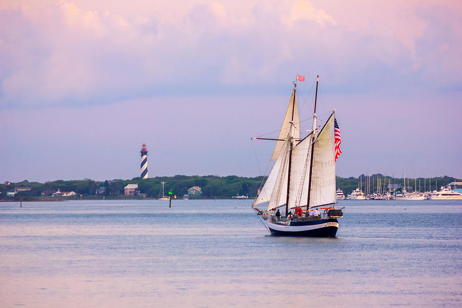 Scooner Freedom Near St. Augustine Lighthouse Photograph by Rob Sellers