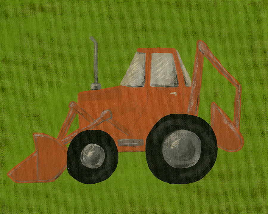 Scooper Painting - Scooper Tractor Nursery Art by Katie Carlsruh