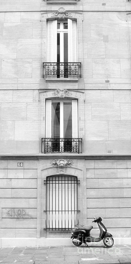 Scooter au Paris Black and White Photograph by Angela Rath