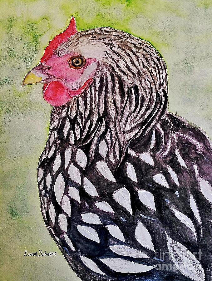 Chicken Painting - Scooter by Linda Scharck