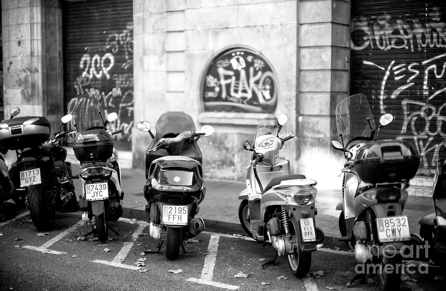Barcelona Scooters on La Rambla Photograph by John Rizzuto
