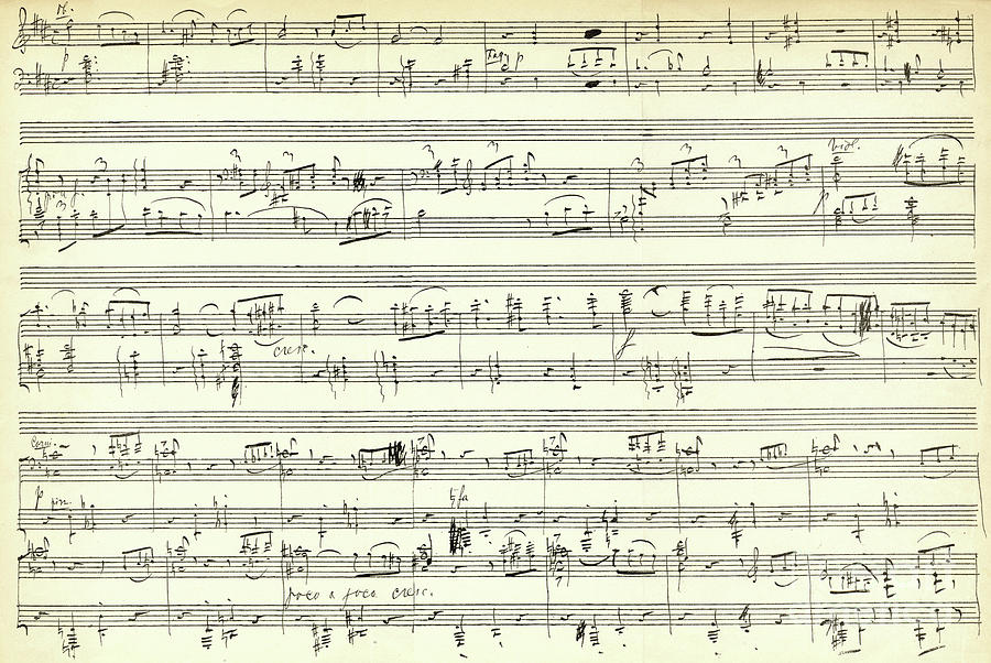 Score for the opening of Swan Lake by Tchaikovsky Drawing by Tchaikovsky