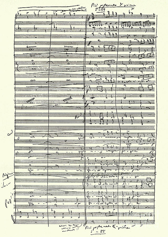 Score from Aida Finale of the Second Act Drawing by Giuseppe Verdi