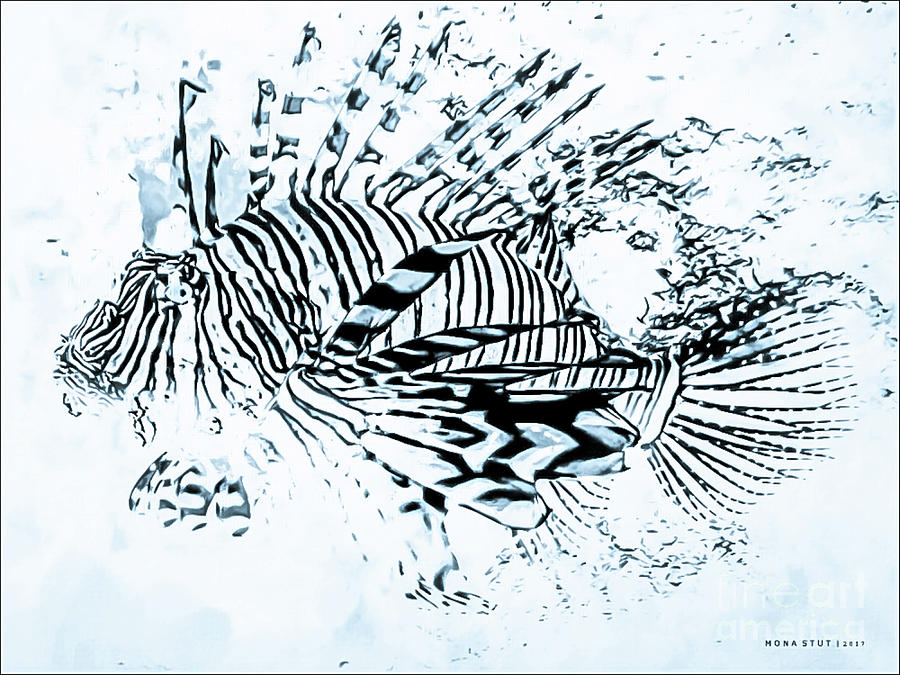 Scorpionfish Abstract BW Digital Art by Mona Stut
