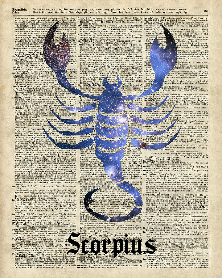 Vintage Digital Art - Scorpius Scorpion Zodiac Sign  by Anna W