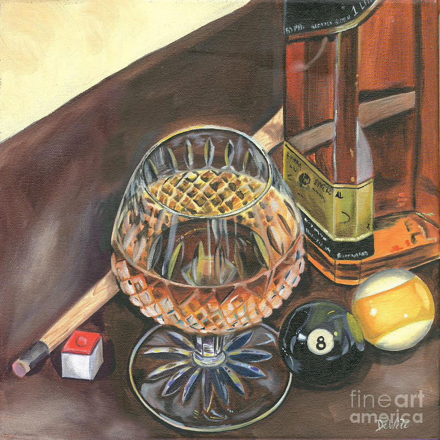 Scotch Cigars and Pool Painting by Debbie DeWitt