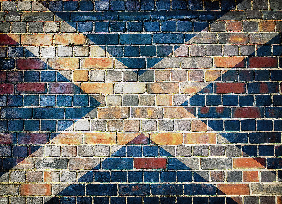 Scotland flag on a brick wall Digital Art by Steve Ball