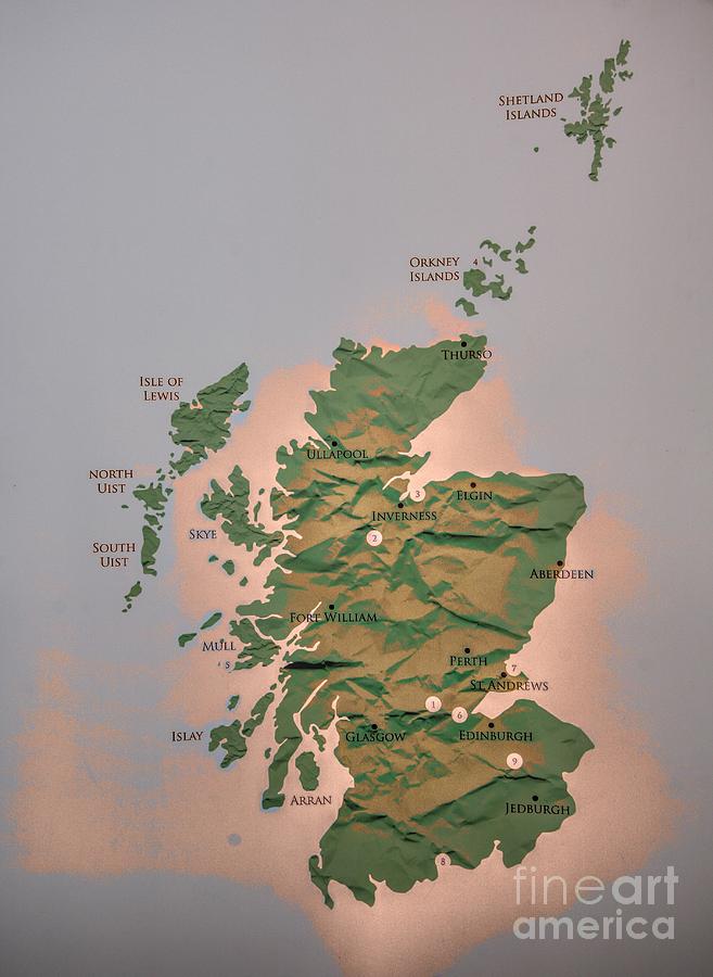 Scotland Map II  Photograph by Chuck Kuhn