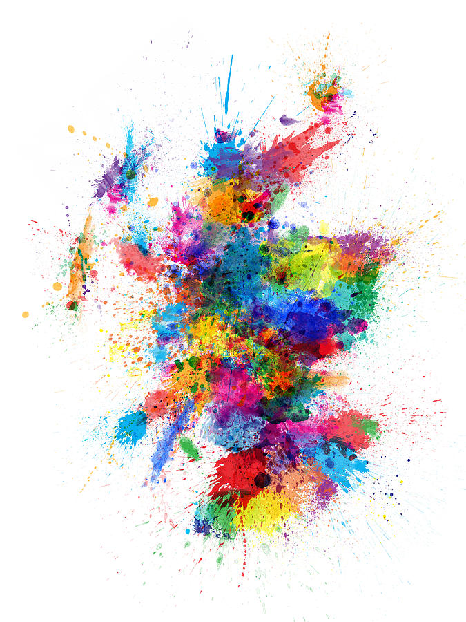 Scotland Paint Splashes Map Digital Art by Michael Tompsett