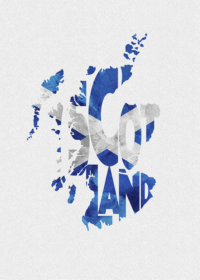 Typography Digital Art - Scotland Typographic Map Flag by Inspirowl Design