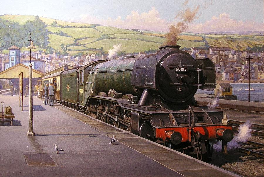 Flying Scotsman Painting - Scotsman at Kingswear by Mike Jeffries