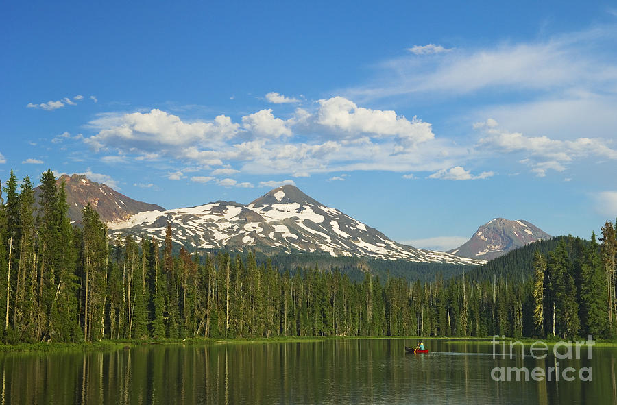 Scott Lake and Three Sisters Photograph by Greg Vaughn - Printscapes