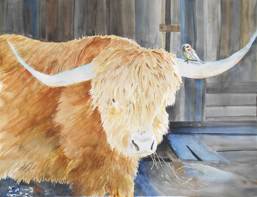 Scottish Highland and Friend Painting by Christine Lathrop
