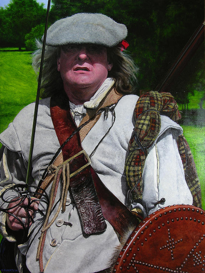 Scottish soldier of the Sealed Knot at the Ruthin Seige Re-enactment Painting by Harry Robertson