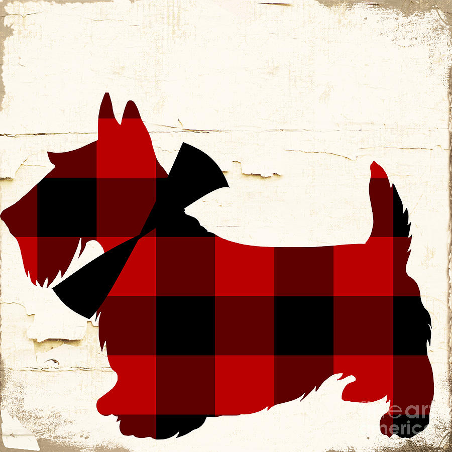 Dog Painting - Scottish Terrier Tartan Plaid by Mindy Sommers