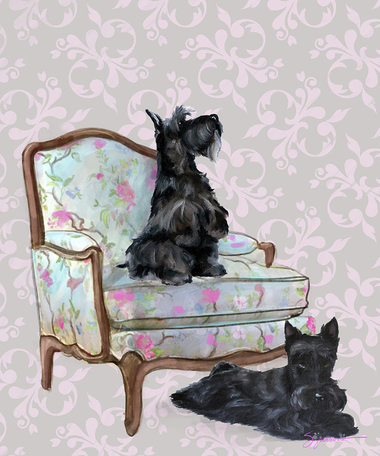 Dog Painting - Scottish Whimsy by Mary Sparrow