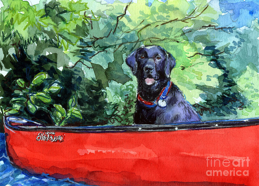 Scout in Canoe Painting by Molly Poole