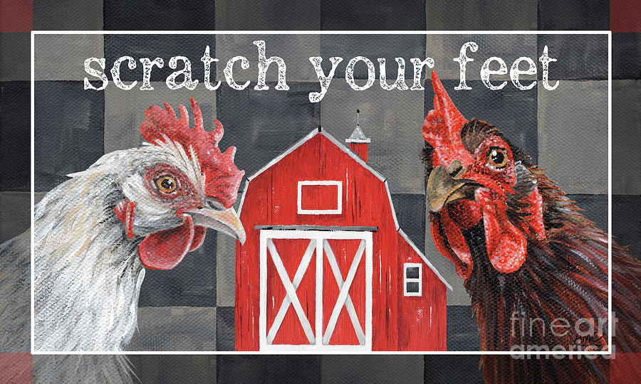 Scratch Your Feet Chickens Painting by Annie Troe