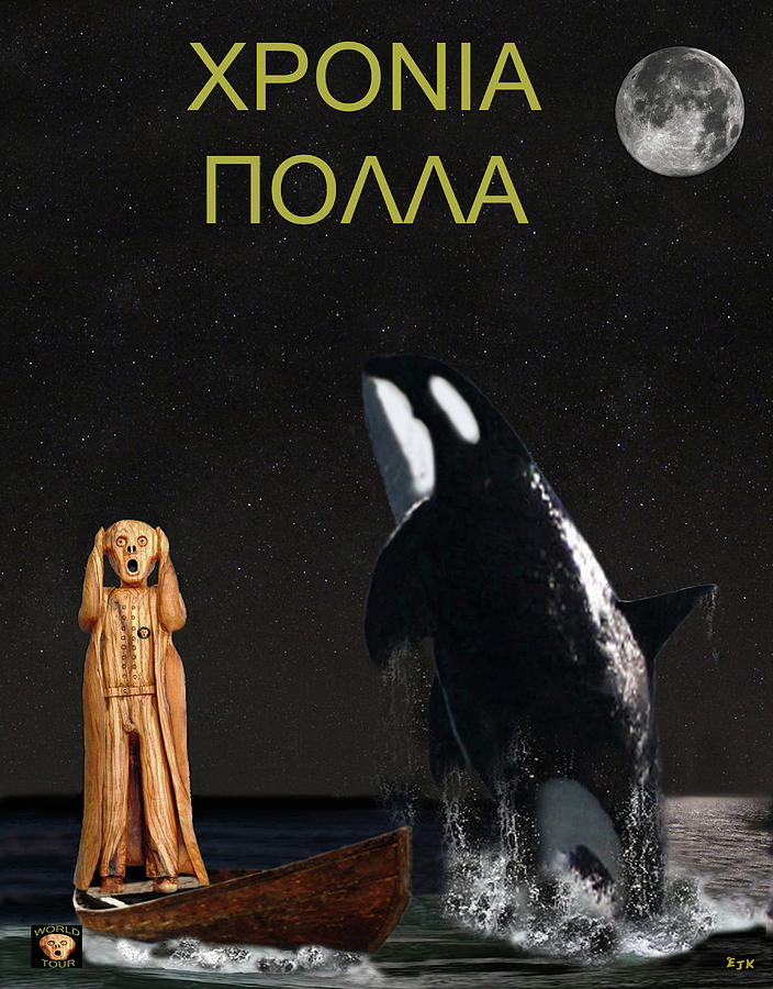 Edvard Munch Mixed Media - Scream with Orca Greek by Eric Kempson