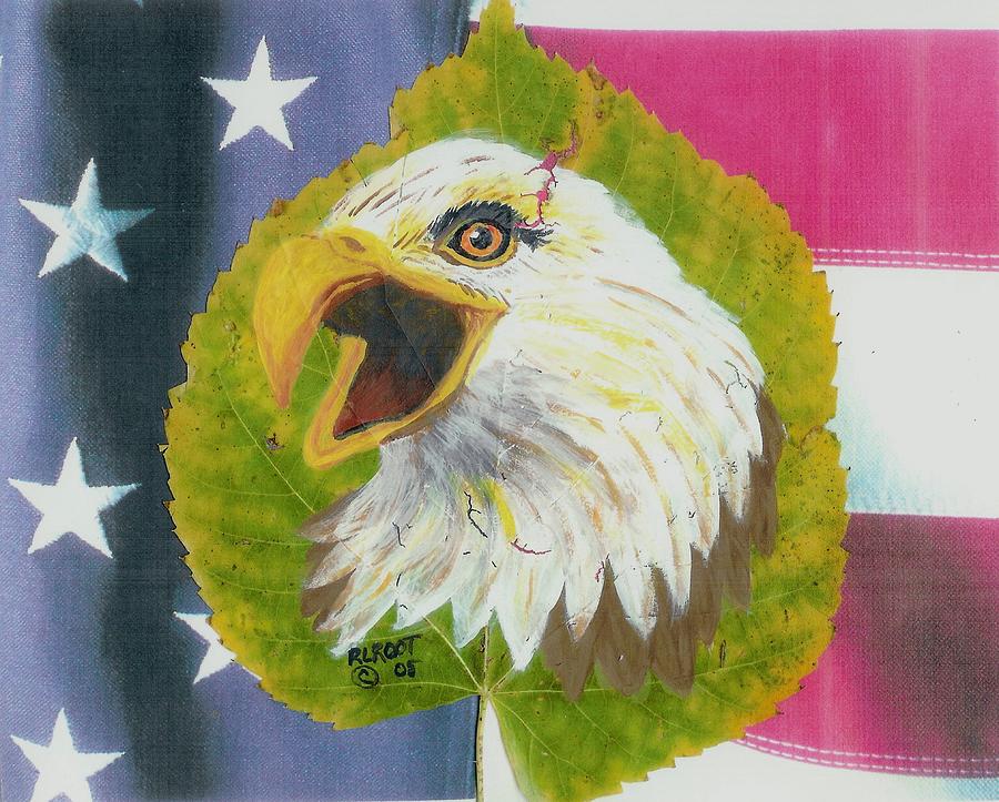 Screaming Eagle with U.S. Flag #2 Painting by Ralph Root
