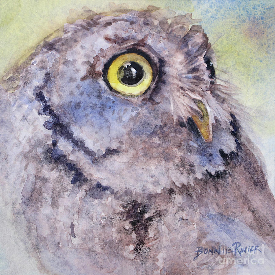 Screech Owl Painting by Bonnie Rinier
