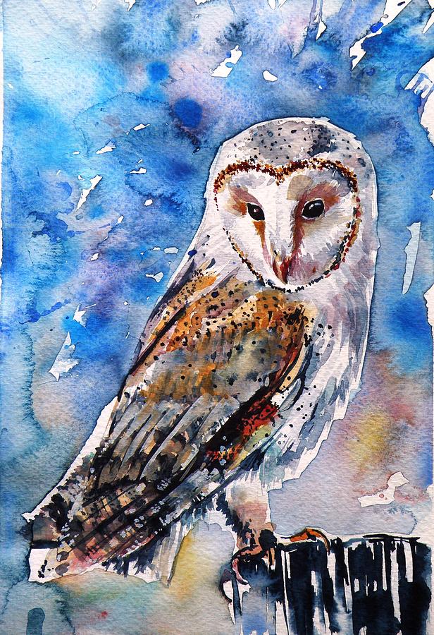 Owl Painting - Screech-owl II by Kovacs Anna Brigitta