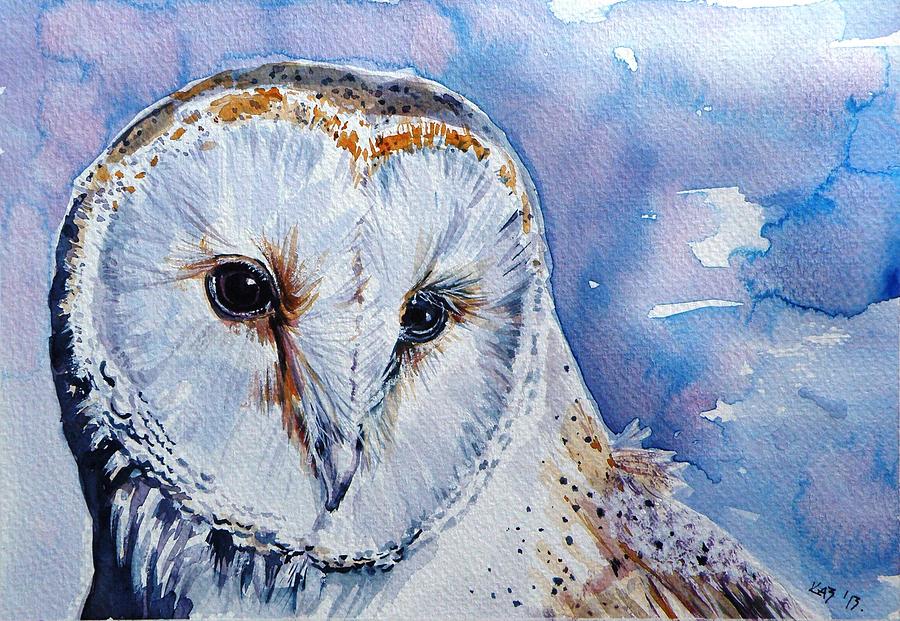 Owl Painting - Screech-owl by Kovacs Anna Brigitta