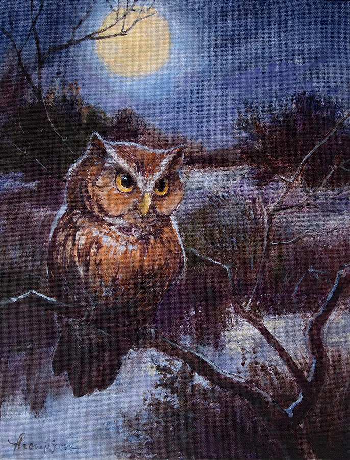 Owl Painting - Screech Owl by Tracie Thompson