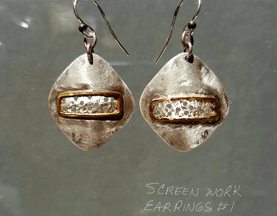 Screen Work Earrings 1 Jewelry by Brenda Berdnik