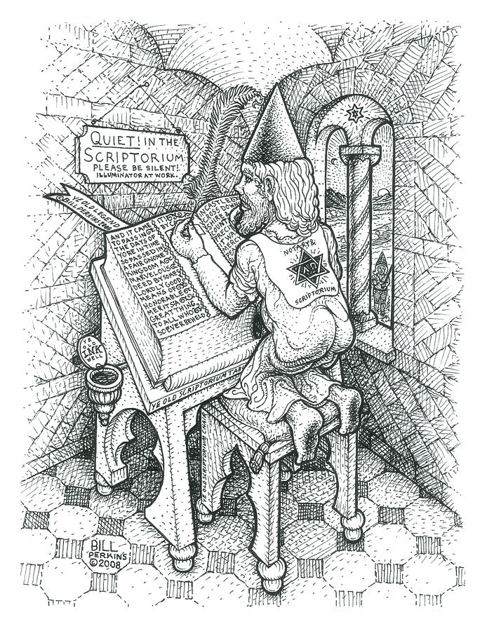 Scribe Drawing by Bill Perkins
