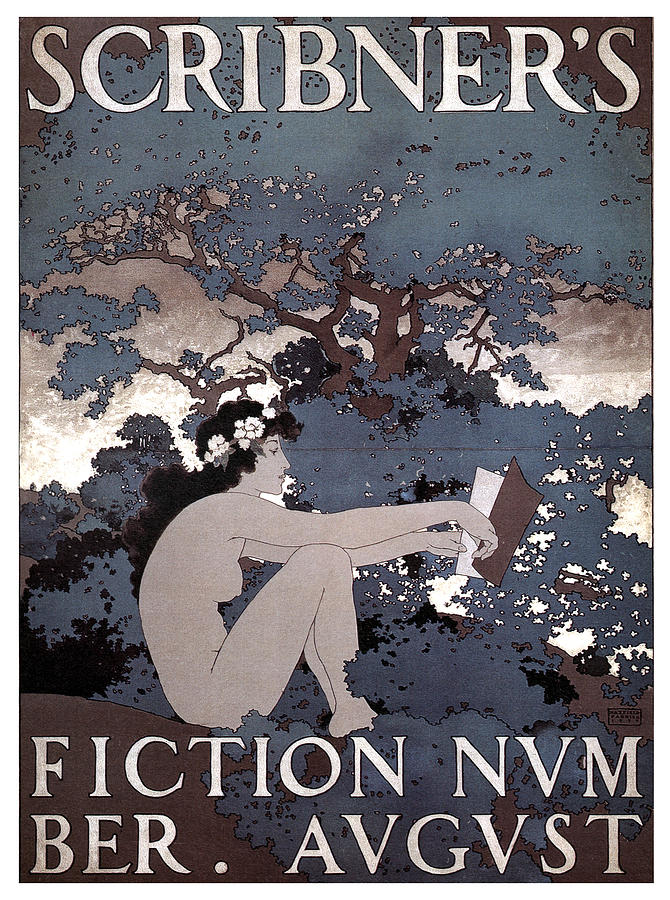 Scribners Magazine - Fiction - Magazine Cover - Vintage Art Nouveau Poster Mixed Media by Studio Grafiikka