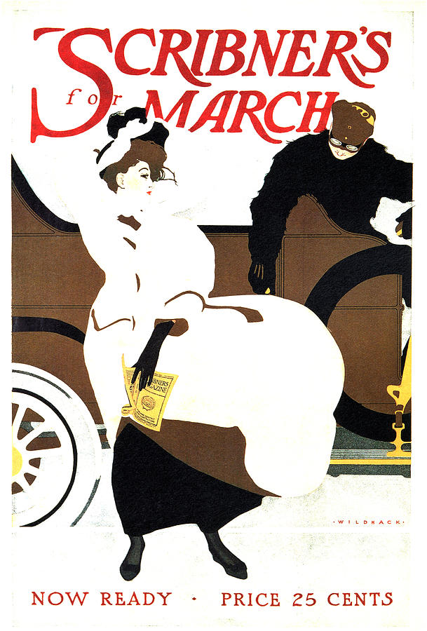 Scribners Magazine - March - Magazine Cover - Vintage Art Nouveau Poster Mixed Media