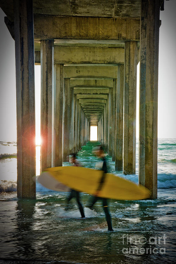 Scripps Pier Surfers Photograph